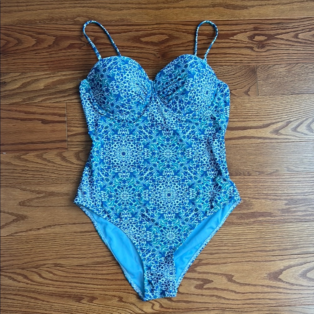 Blue Patterned One-Piece Swimsuit